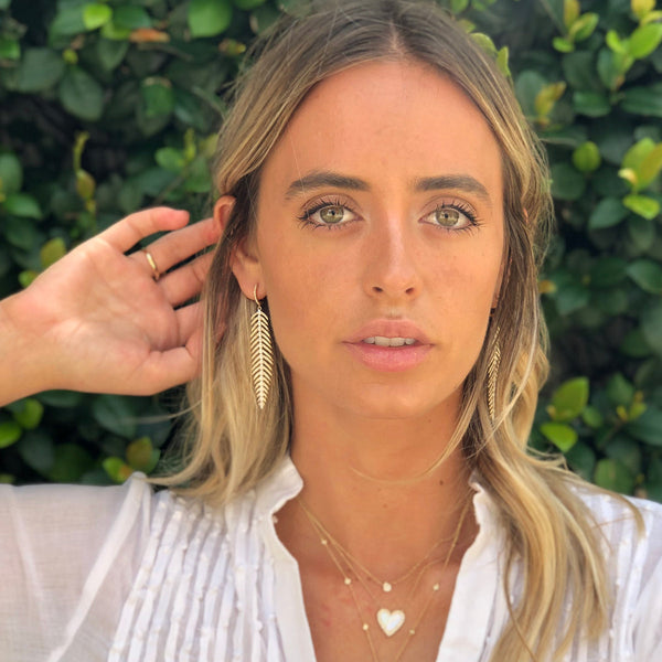 Diamond Feather Earrings