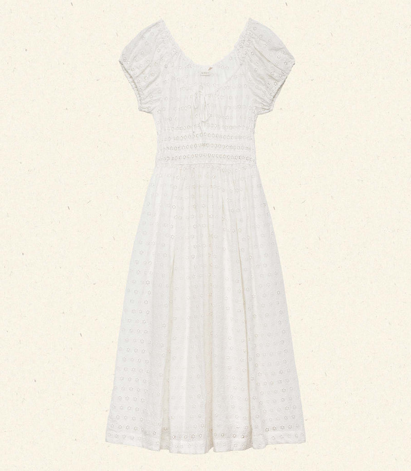 QUINN DRESS -- SALT EYELET