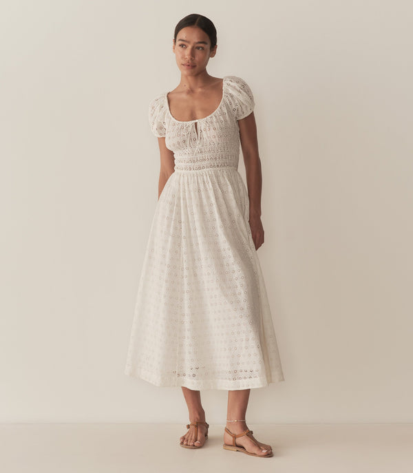 QUINN DRESS -- SALT EYELET