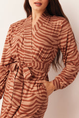 Quinn Cloud Jersey Banded Short Robe in Bengal