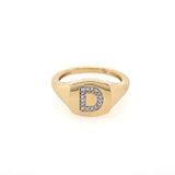 Diamond Initial Signet Ring