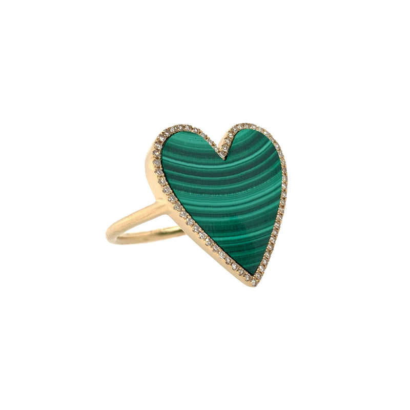 Malachite & Diamond Heart Ring
