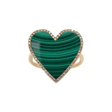 Malachite & Diamond Heart Ring