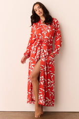 Skyler Cloud Jersey Banded Long Robe in Zen