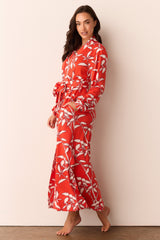 Skyler Cloud Jersey Banded Long Robe in Zen