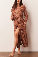 Skyler Cloud Jersey Banded Long Robe in Bengal