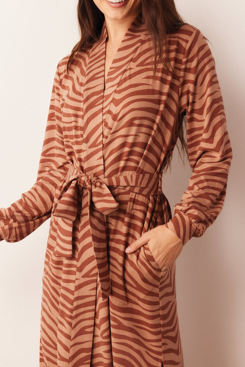 Skyler Cloud Jersey Banded Long Robe in Bengal