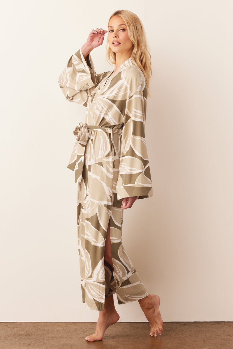 Kaia Cloud Jersey Kimono Robe in Fern