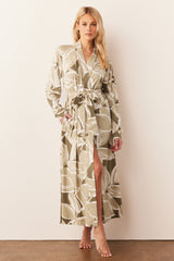Skyler Cloud Jersey Banded Long Robe in Fern