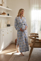 Skyler Cloud Jersey Banded Long Robe in Villeroy