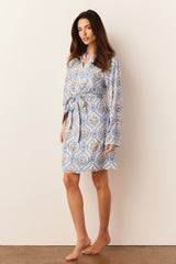 Meadow Cloud Jersey Classic Short Robe in Villeroy