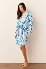 Meadow Cloud Jersey Classic Short Robe in Serene