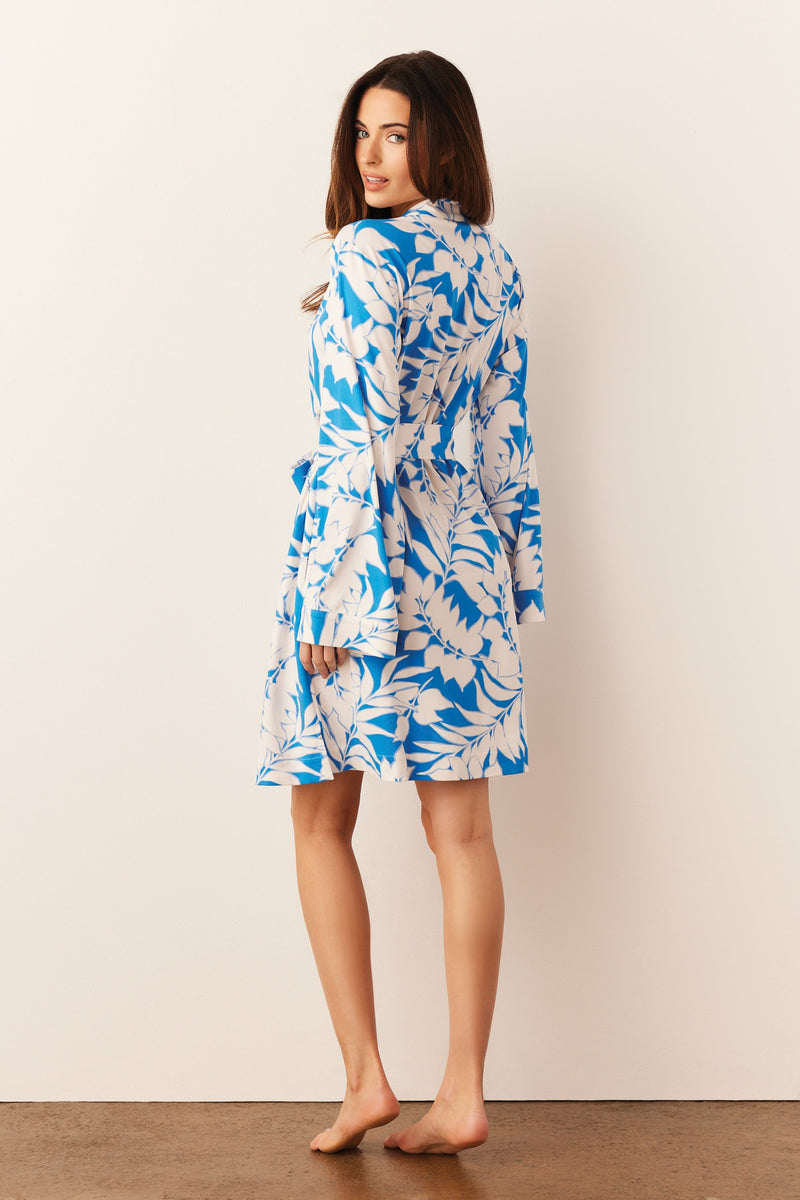 Meadow Cloud Jersey Classic Short Robe in Serene