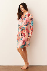 Quinn Cloud Jersey Banded Short Robe in Rio