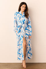Skyler Cloud Jersey Banded Long Robe in Serene