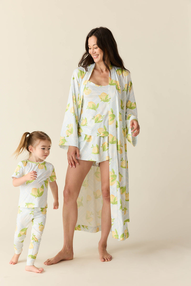 Kaia Cloud Jersey Kimono Robe in Lemon Spritz