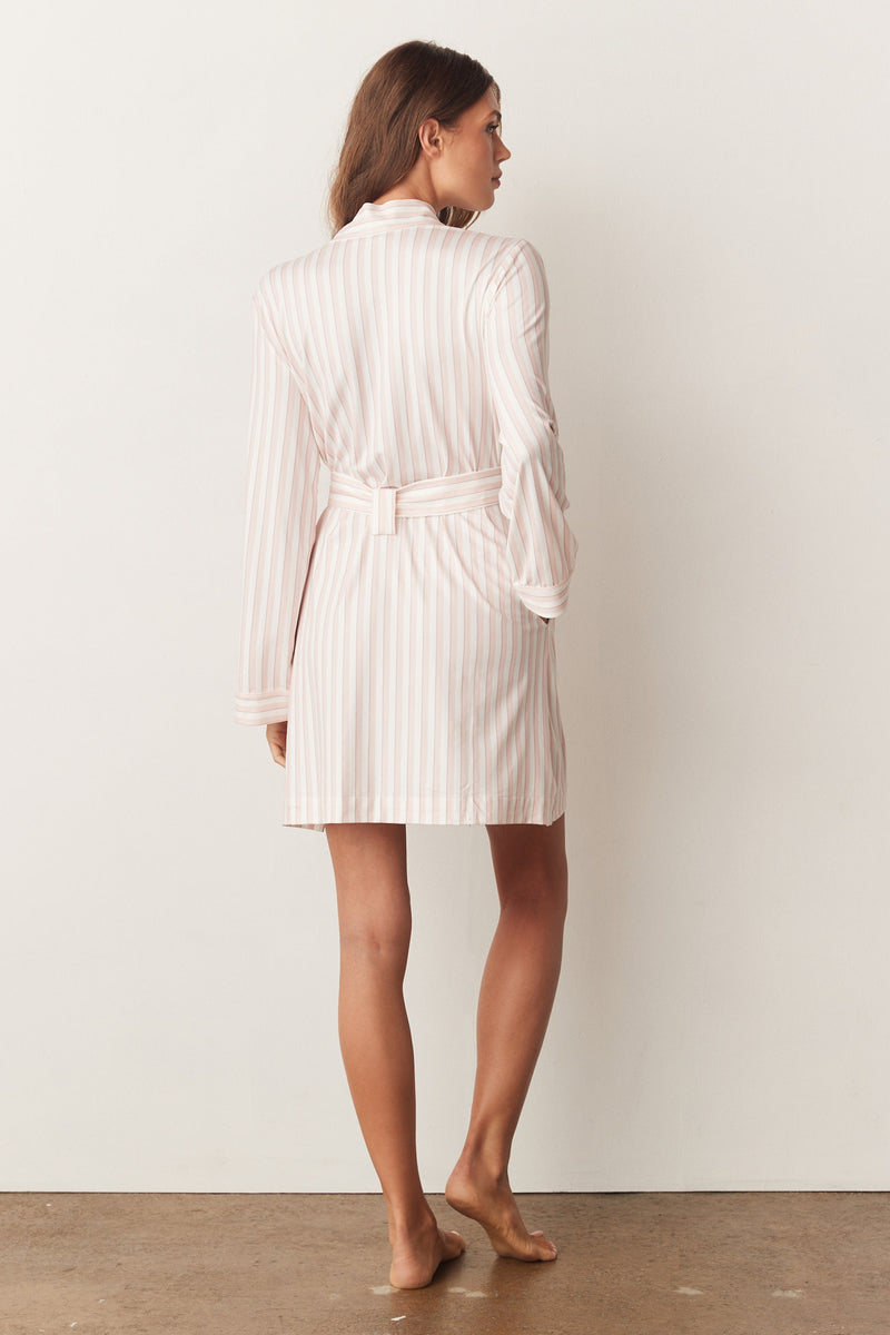 Meadow Cloud Jersey Classic Short Robe in Sweet Stripe