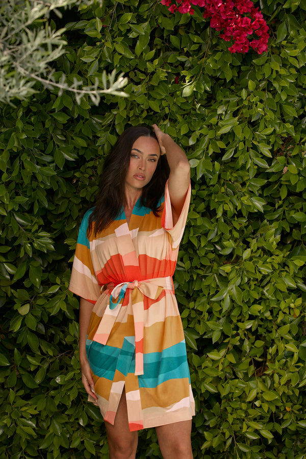 Marisa Cloud Jersey Short Robe in Sunset