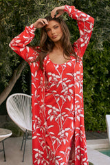 Skyler Cloud Jersey Banded Long Robe in Zen