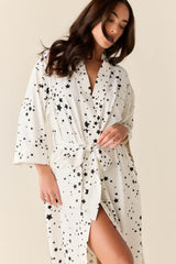 Vera Cloud Jersey Midi Robe in White Stars
