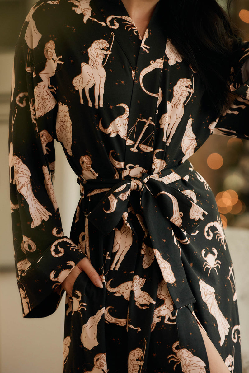 Kaia Cloud Jersey Kimono Robe in Zodiac