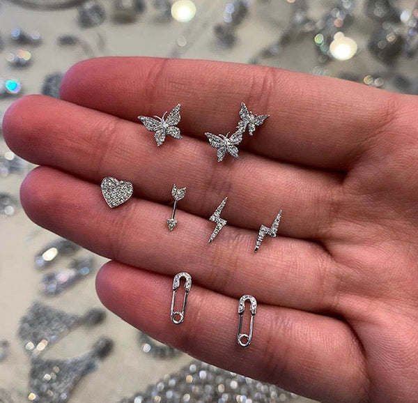 Diamond Butterfly Stud Earrings