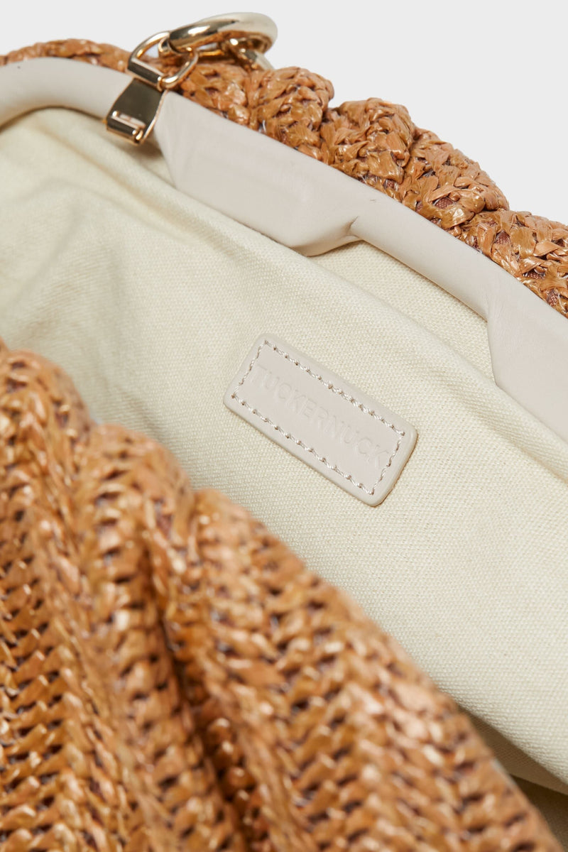 Dark Raffia Slouchy Clutch